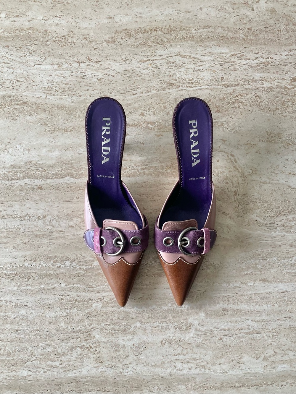 Vintage Prada Buckle Mule Heels